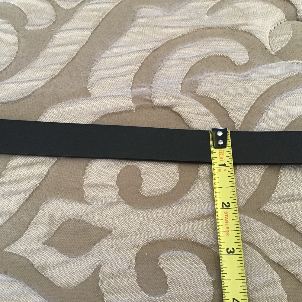 Black Leather Belt with Silver Buckle - Picture 6 of 6
